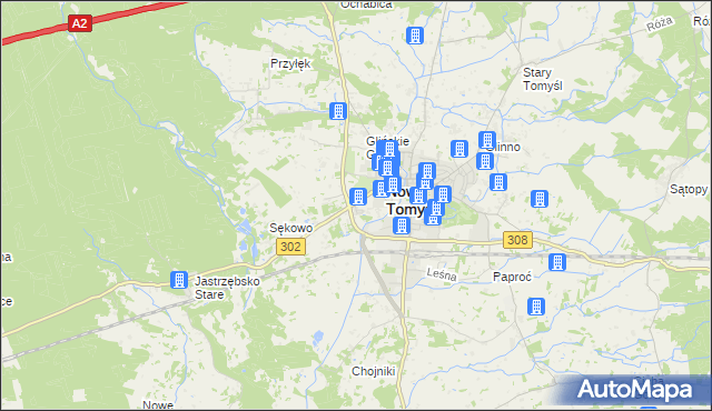 mapa Glinno gmina Nowy Tomyśl, Glinno gmina Nowy Tomyśl na mapie Targeo