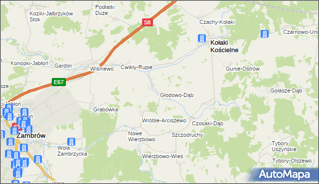 mapa Głodowo-Dąb, Głodowo-Dąb na mapie Targeo