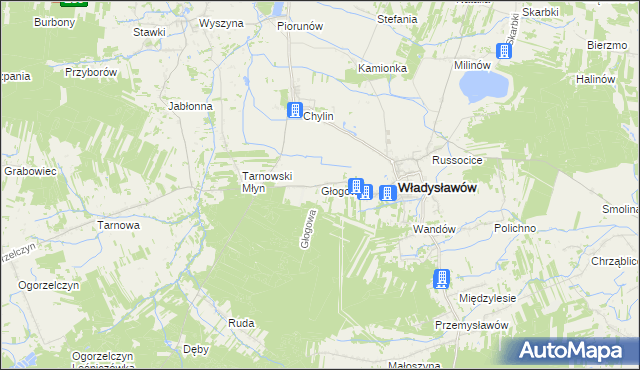 mapa Głogowa gmina Władysławów, Głogowa gmina Władysławów na mapie Targeo