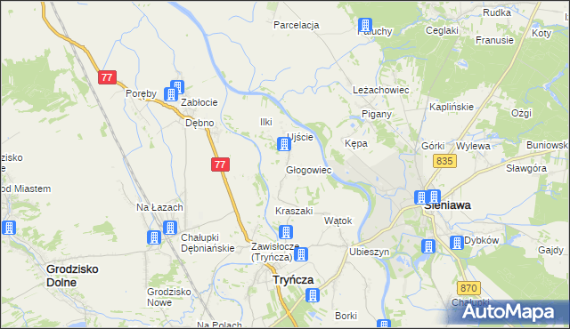 mapa Głogowiec gmina Tryńcza, Głogowiec gmina Tryńcza na mapie Targeo