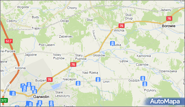 mapa Głosków gmina Borowie, Głosków gmina Borowie na mapie Targeo