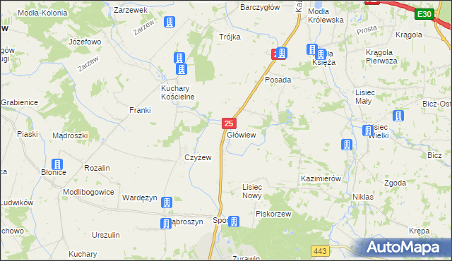 mapa Główiew, Główiew na mapie Targeo