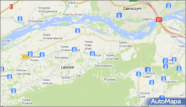 mapa Głusk gmina Leoncin, Głusk gmina Leoncin na mapie Targeo