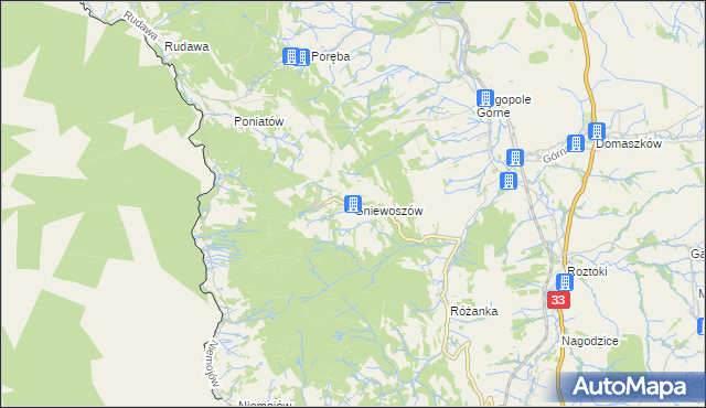mapa Gniewoszów gmina Międzylesie, Gniewoszów gmina Międzylesie na mapie Targeo
