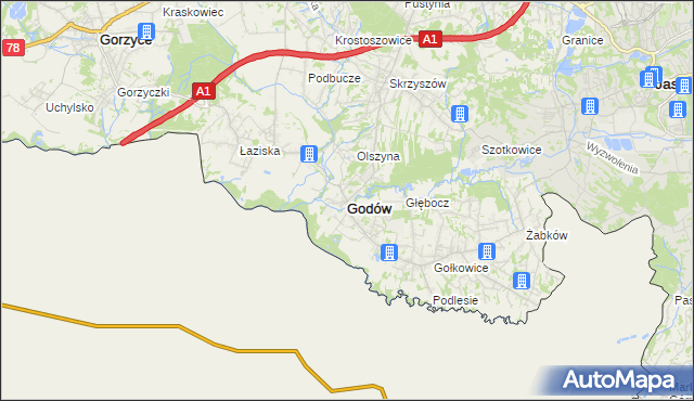 mapa Godów powiat wodzisławski, Godów powiat wodzisławski na mapie Targeo