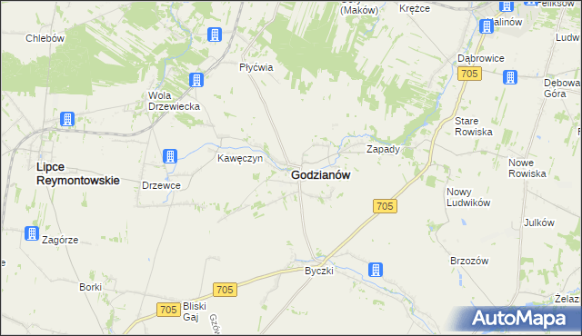 mapa Godzianów, Godzianów na mapie Targeo