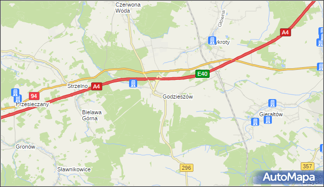 mapa Godzieszów, Godzieszów na mapie Targeo