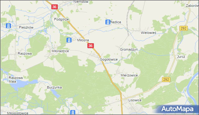 mapa Gogołowice gmina Lubin, Gogołowice gmina Lubin na mapie Targeo