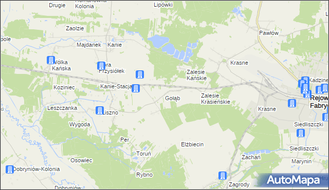 mapa Gołąb gmina Rejowiec Fabryczny, Gołąb gmina Rejowiec Fabryczny na mapie Targeo