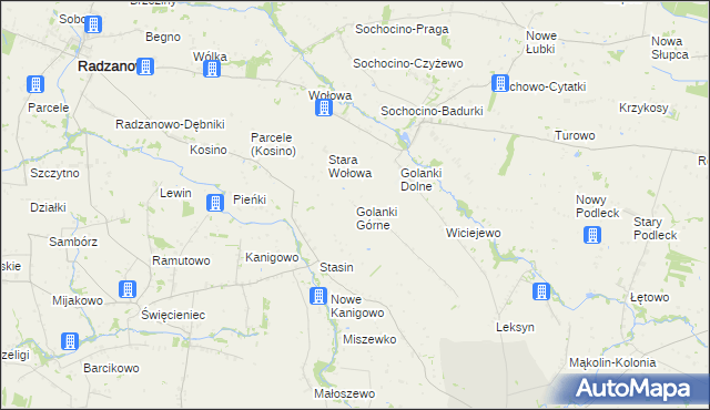 mapa Golanki Górne, Golanki Górne na mapie Targeo