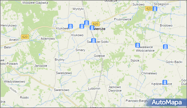 mapa Gołębie gmina Świercze, Gołębie gmina Świercze na mapie Targeo