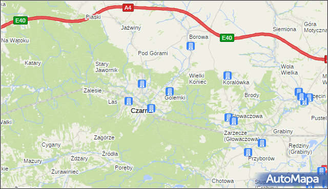 mapa Golemki, Golemki na mapie Targeo