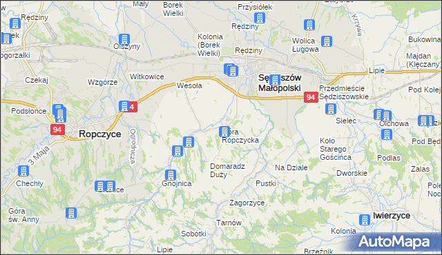 mapa Góra Ropczycka, Góra Ropczycka na mapie Targeo