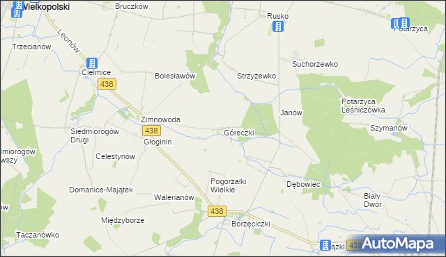 mapa Góreczki gmina Koźmin Wielkopolski, Góreczki gmina Koźmin Wielkopolski na mapie Targeo