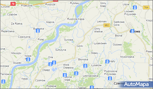 mapa Górki gmina Borowa, Górki gmina Borowa na mapie Targeo