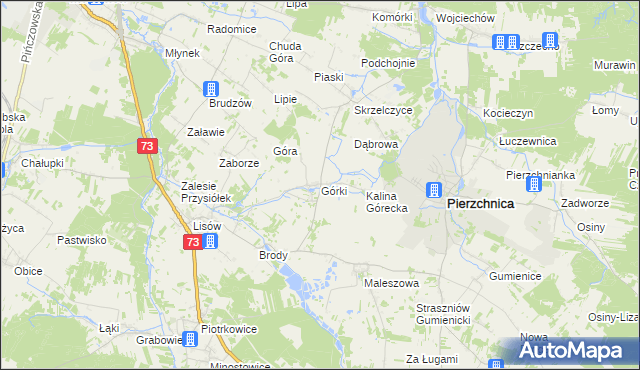 mapa Górki gmina Pierzchnica, Górki gmina Pierzchnica na mapie Targeo