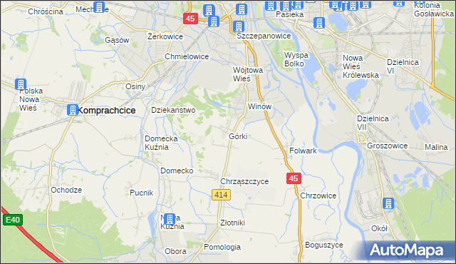 mapa Górki gmina Prószków, Górki gmina Prószków na mapie Targeo