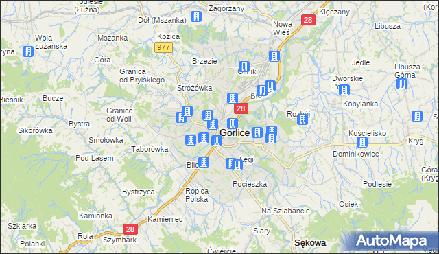 mapa Gorlic, Gorlice na mapie Targeo
