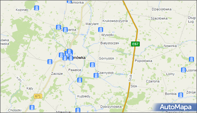 mapa Górnystok, Górnystok na mapie Targeo