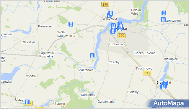 mapa Gorzuchowo gmina Kłecko, Gorzuchowo gmina Kłecko na mapie Targeo