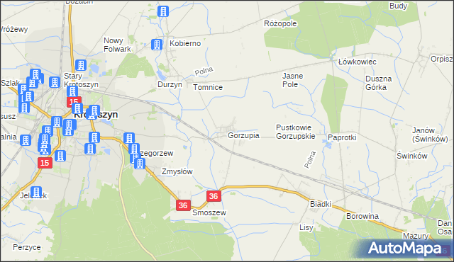 mapa Gorzupia gmina Krotoszyn, Gorzupia gmina Krotoszyn na mapie Targeo