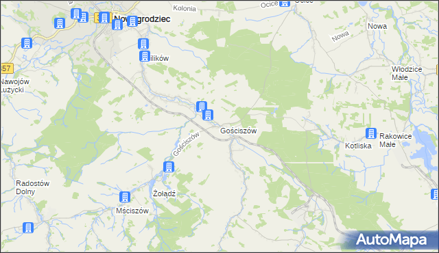 mapa Gościszów, Gościszów na mapie Targeo