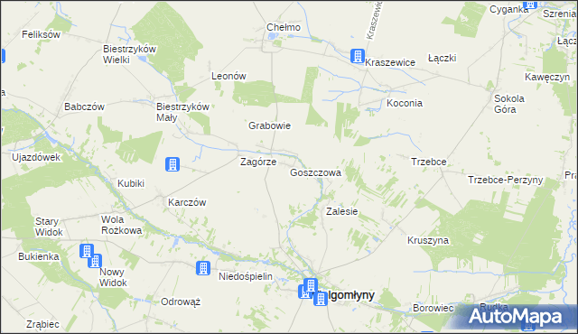 mapa Goszczowa, Goszczowa na mapie Targeo