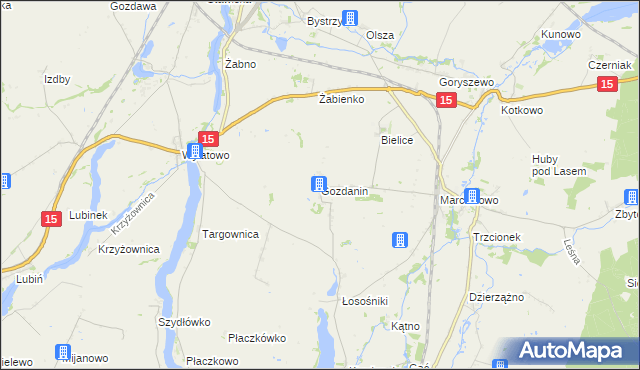 mapa Gozdanin gmina Mogilno, Gozdanin gmina Mogilno na mapie Targeo