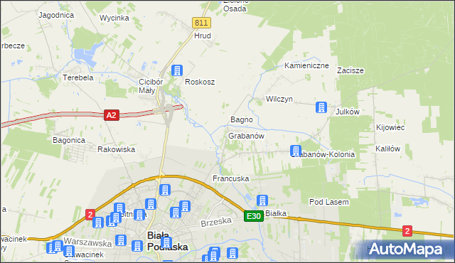 mapa Grabanów, Grabanów na mapie Targeo