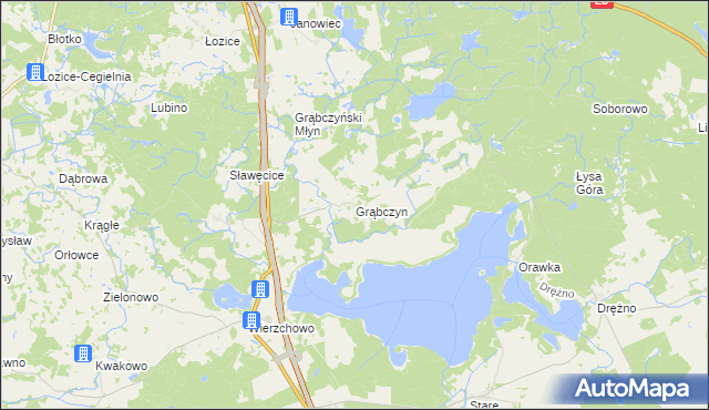 mapa Grąbczyn gmina Szczecinek, Grąbczyn gmina Szczecinek na mapie Targeo