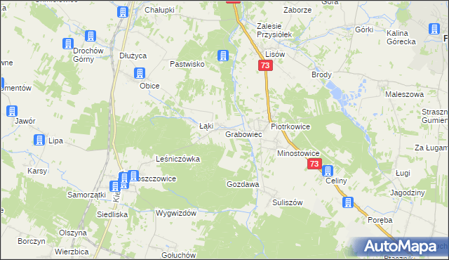 mapa Grabowiec gmina Chmielnik, Grabowiec gmina Chmielnik na mapie Targeo