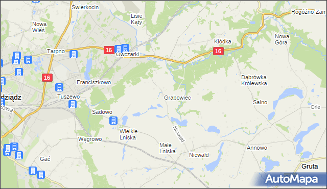 mapa Grabowiec gmina Grudziądz, Grabowiec gmina Grudziądz na mapie Targeo