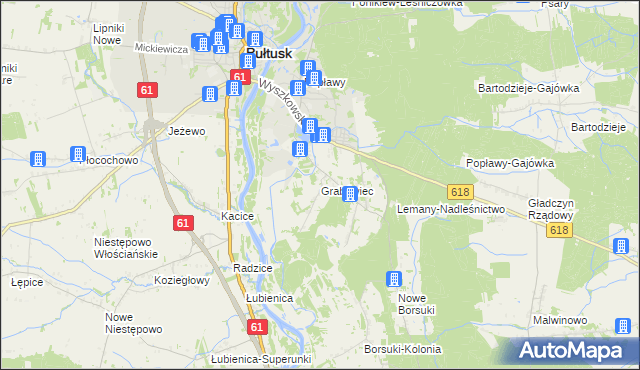 mapa Grabówiec gmina Pułtusk, Grabówiec gmina Pułtusk na mapie Targeo