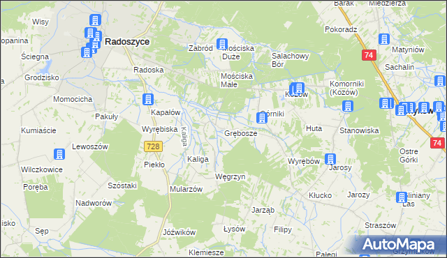 mapa Grębosze, Grębosze na mapie Targeo