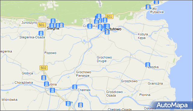 mapa Grochowo Drugie, Grochowo Drugie na mapie Targeo