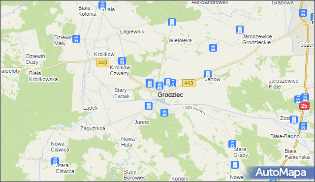 mapa Grodziec powiat koniński, Grodziec powiat koniński na mapie Targeo