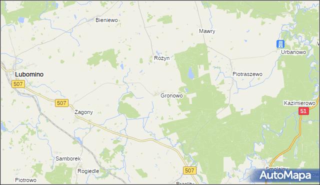 mapa Gronowo gmina Lubomino, Gronowo gmina Lubomino na mapie Targeo