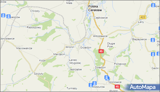 mapa Grzędzin, Grzędzin na mapie Targeo