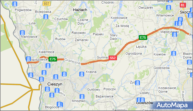 mapa Gumna, Gumna na mapie Targeo