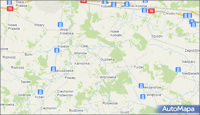 mapa Guzówka gmina Stoczek Łukowski, Guzówka gmina Stoczek Łukowski na mapie Targeo