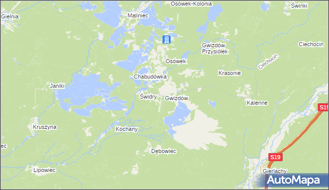 mapa Gwizdów gmina Modliborzyce, Gwizdów gmina Modliborzyce na mapie Targeo