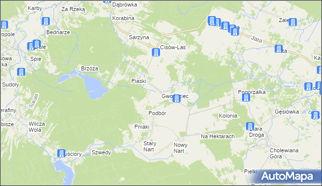 mapa Gwoździec gmina Bojanów, Gwoździec gmina Bojanów na mapie Targeo