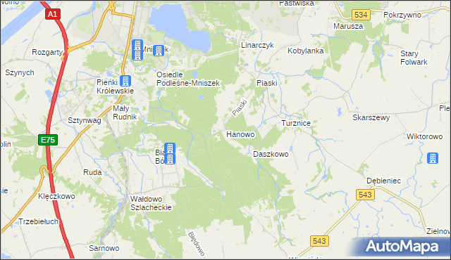 mapa Hanowo, Hanowo na mapie Targeo