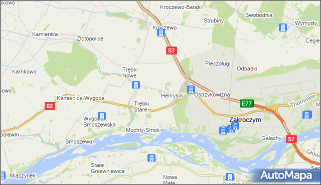 mapa Henrysin gmina Zakroczym, Henrysin gmina Zakroczym na mapie Targeo