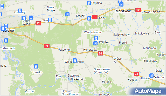 mapa Honoratów, Honoratów na mapie Targeo