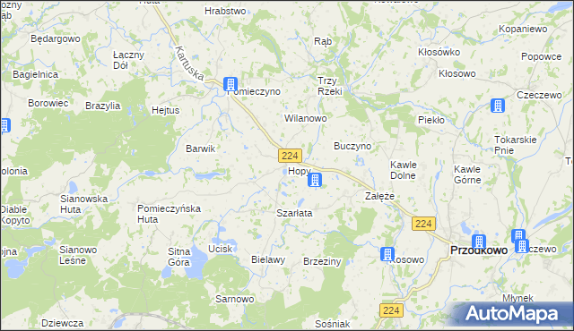mapa Hopy, Hopy na mapie Targeo