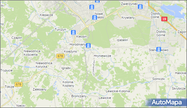 mapa Hryniewicze, Hryniewicze na mapie Targeo