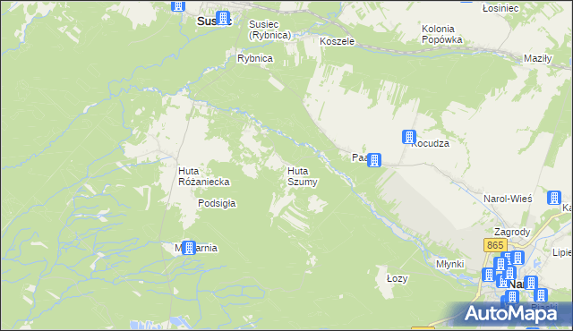 mapa Huta Szumy, Huta Szumy na mapie Targeo