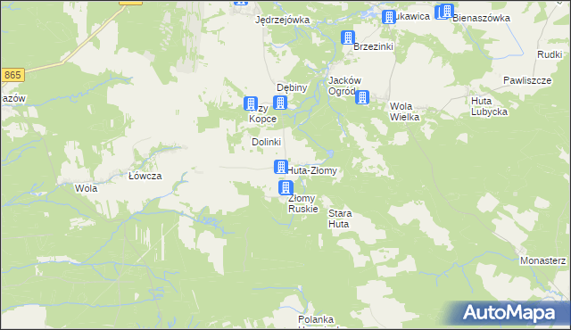 mapa Huta-Złomy, Huta-Złomy na mapie Targeo