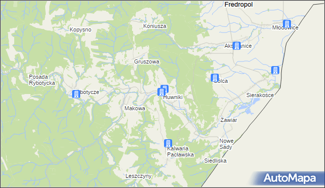 mapa Huwniki, Huwniki na mapie Targeo
